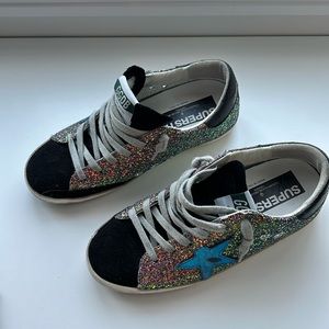 Golden Goose superstars glitter with blue star. Super fun! 🤩